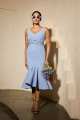 The Blue Ruffle Midi dress