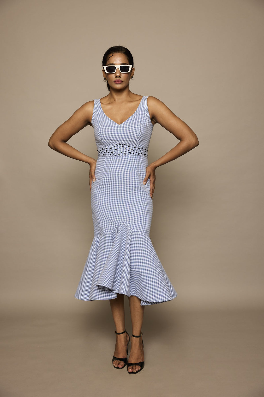 The Blue Ruffle Midi dress