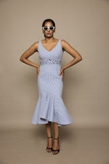 The Blue Ruffle Midi dress