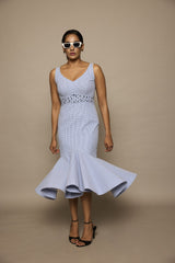 The Blue Ruffle Midi dress