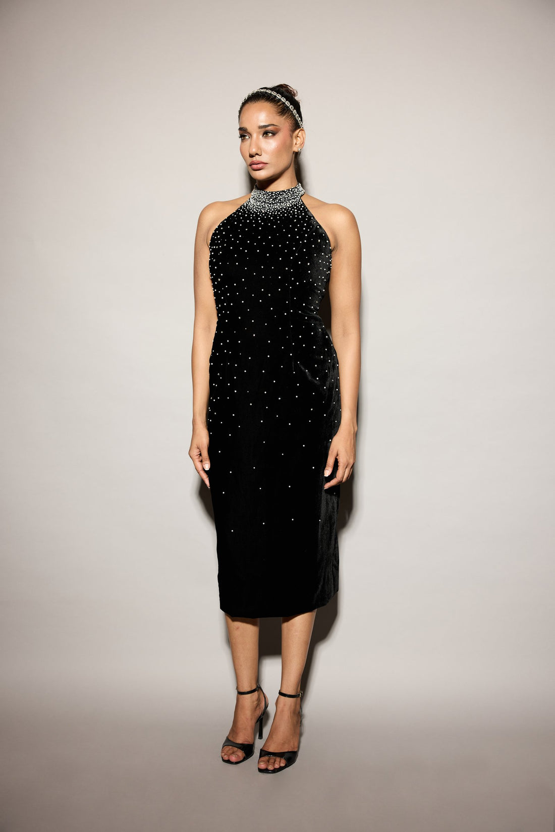 The crystal rose halter dress