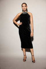The crystal rose halter dress