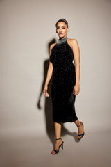 The crystal rose halter dress